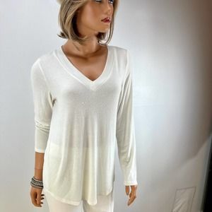 HALSTON Women long sleeve V neck Tunic white size s/p